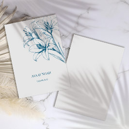 Blue Lily Kontur Wedding Dankeskarte