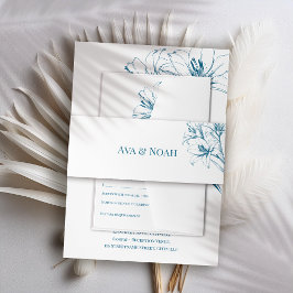 Blue Lily Kontur Wedding Einladungsbanderole