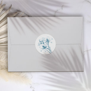Blue Lily Kontur Wedding Runder Aufkleber