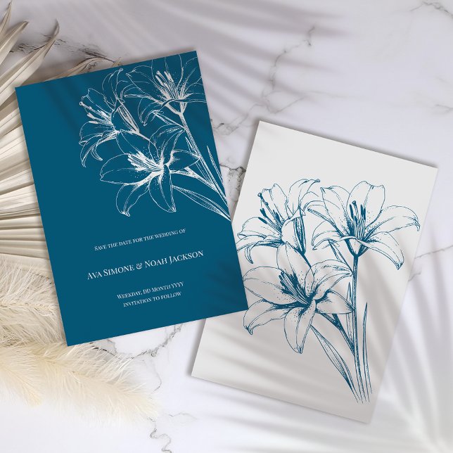 Blue Lily Kontur Wedding Save The Date (Von Creator hochgeladen)