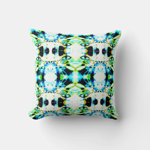 Blue Lime Green Gold Black Large Tile Design Kissen