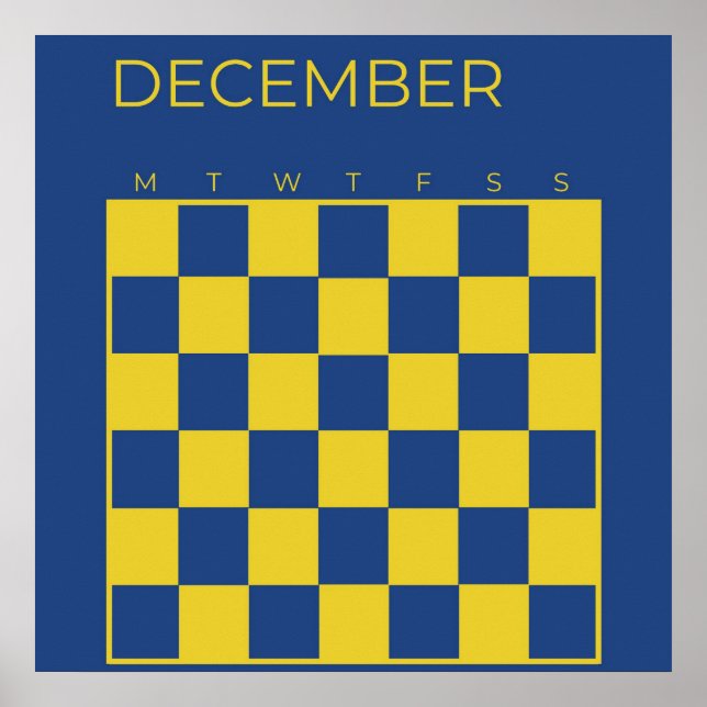 Blue Limon Undated Checked Dezember Calendar Poster (Vorne)
