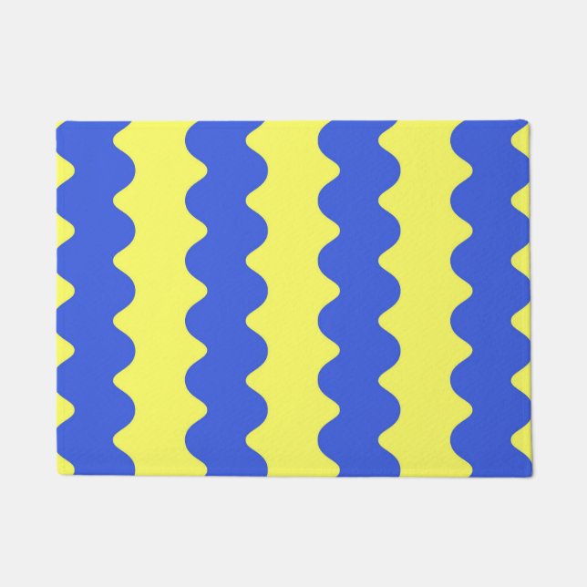 Blue Limon Wavy Stripe Bold Entryway Accent Fußmatte (Vorderseite)