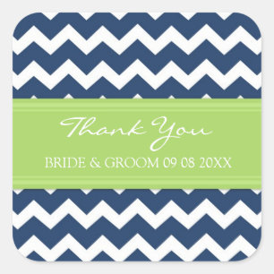 Blue Limon Zickzack Dankeschön Gastgeschenk Hochze Quadratischer Aufkleber