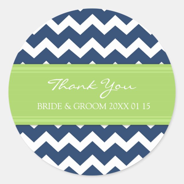 Blue Limon Zickzack Dankeschön Gastgeschenk Hochze Runder Aufkleber (Vorderseite)