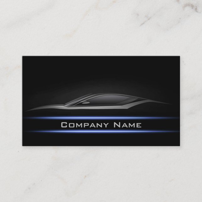 Blue Line Car Business Card Dunkles Layout Visitenkarte (Vorderseite)