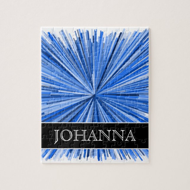 Blue Line-Explosions-Muster + Name-Puzzlespiel Puzzle (Vertikal)