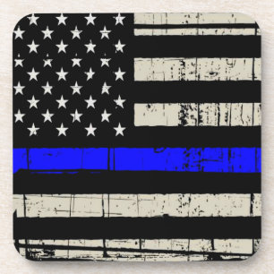Blue Line Flag-Funktion Unterstützung für Amerika Getränkeuntersetzer
