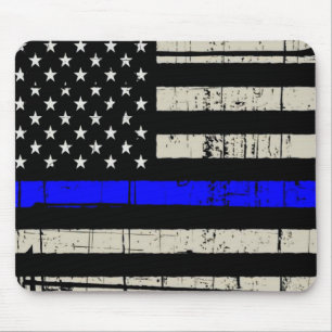 Blue Line Flag Poilice Support American USA Mousepad