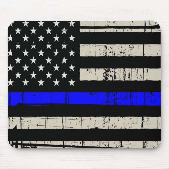 Blue Line Flag Poilice Support American USA Mousepad (Vorne)