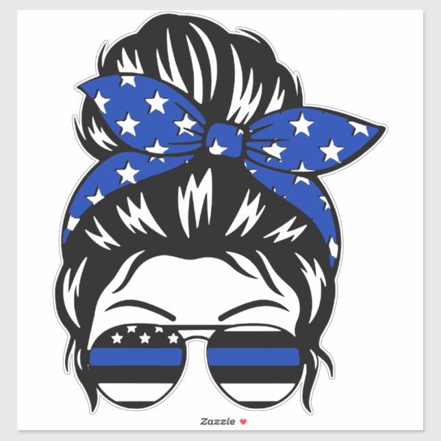 Blue Line Messy Bun Sticker (2"–4") | T (Blatt)