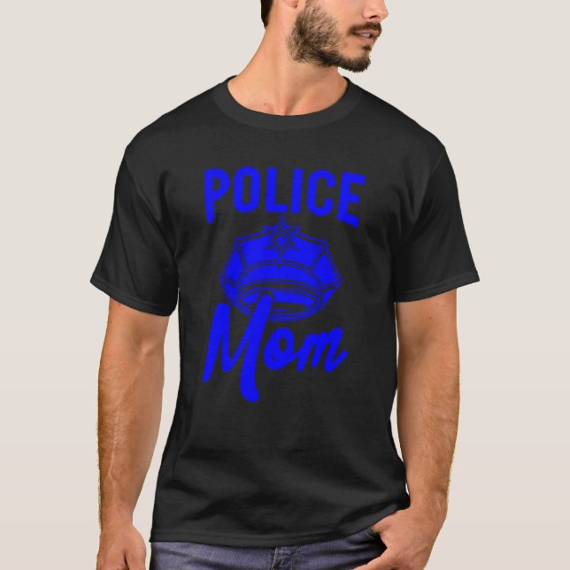 Blue Line Police Mom Police Officer T-Shirt (Vorderseite)