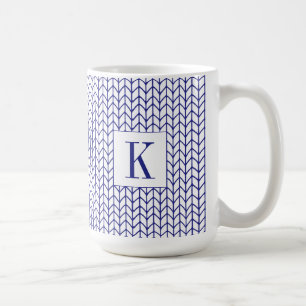 BLUE LINE STRICK Große weiße Tasse + Ursprünglich