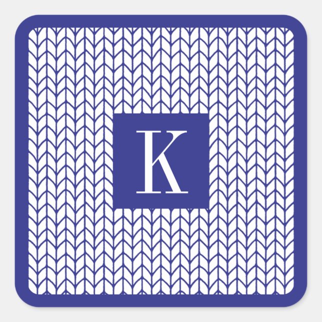 BLUE LINE STRICK Kleine Aufkleber mit Platz + Init (Vorderseite)