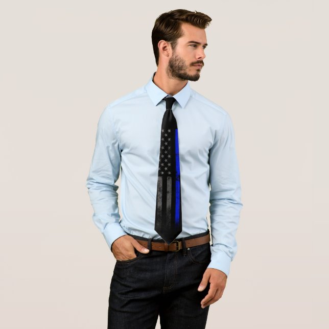 Blue Line Vintag American Flag Neck Tie Krawatte (Beispiel)