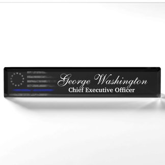Blue Line Vintag Betsy Ross American Flag Namensplakette