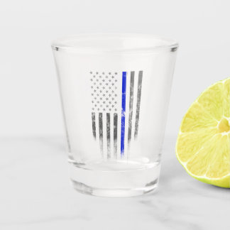 BLUE LINE Vintages amerikanisches Flaggenglas Schnapsglas