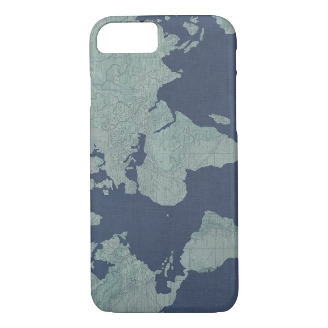 Blue Linen World Map Case-Mate iPhone Hülle (Rückseite)