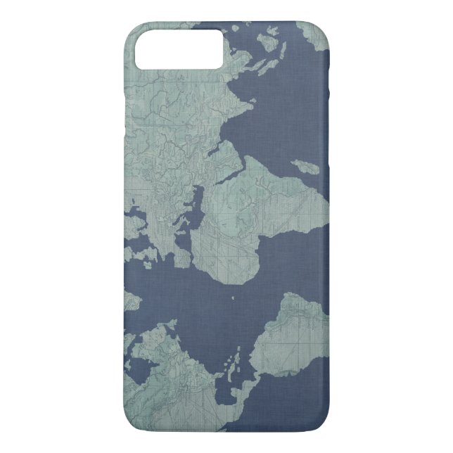 Blue Linen World Map Case-Mate iPhone Hülle (Rückseite)