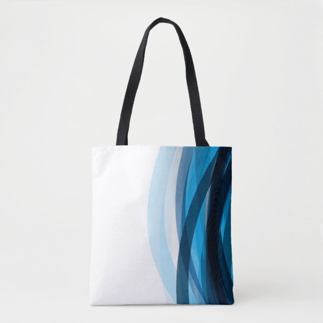 Blue Lines Abstrakt Tote Bag (Vorderseite)