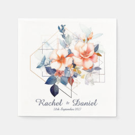 Blue Lines&Flowers: Wedding Napkins Serviette