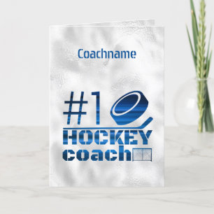 Blue lines - Number 1 hockey coach thank you card Feiertagskarte