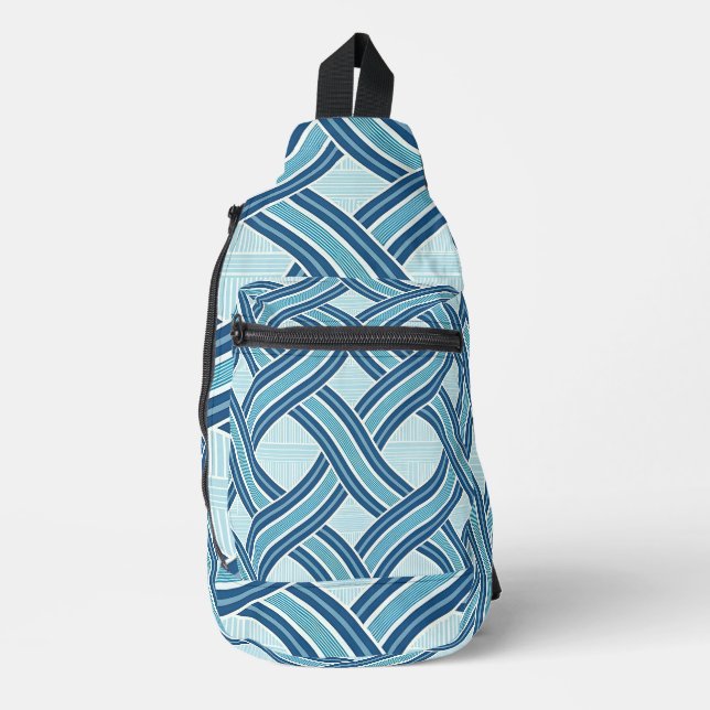 Blue Lines Pattern Crossbody Bag (Vorderseite)