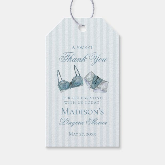 Blue Lingerie Shower Bachelorette Bridal Favor Geschenkanhänger (Vorderseite)