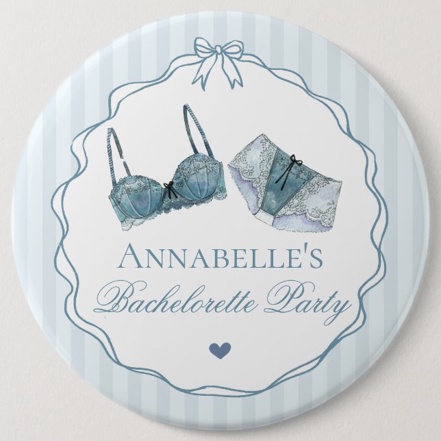 Blue Lingerie Shower Bachelorette Party Favor Button (Vorderseite)