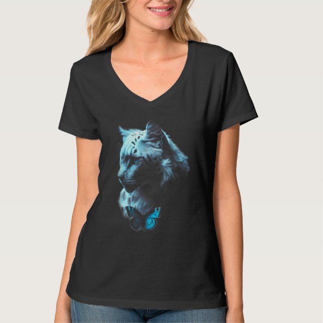 Blue Lion Blue eyes Big Cat T-Shirt (Vorderseite)