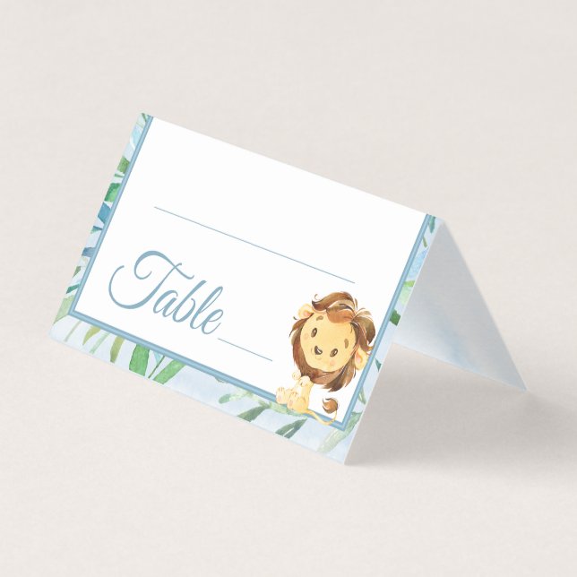 Blue Lion Boy's Baby Shower Geburtstag Tischnummer (Vorderseite)