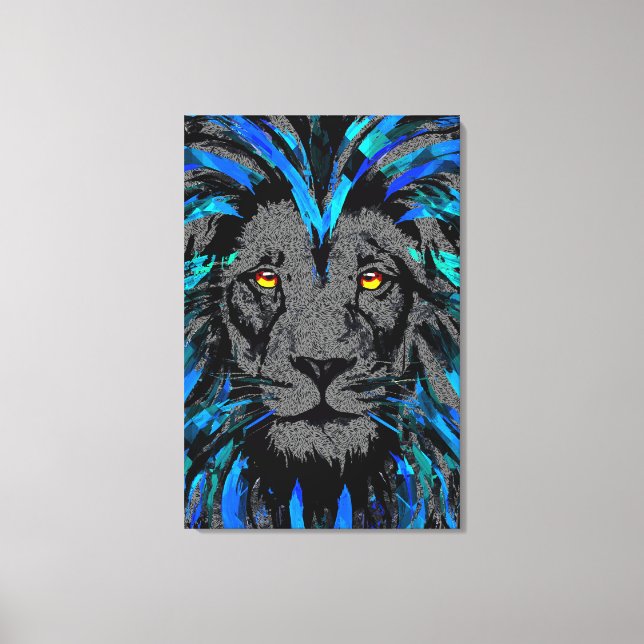Blue Lion Head Leinwand - Blue Lion Canvas Print (Vorderseite)