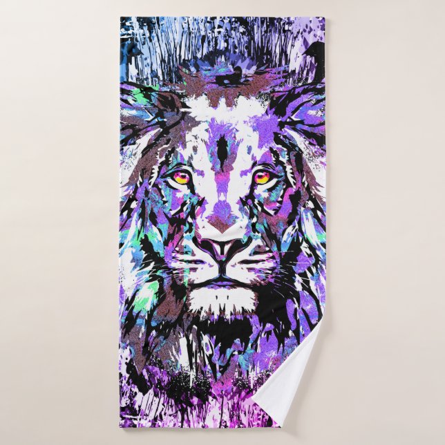 Blue Lion Head - Realistic Lion - Wildlife Big Cat Badhandtuch Set (Badehandtuch)