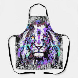Blue Lion Head - Realistische Lion Face Schürze