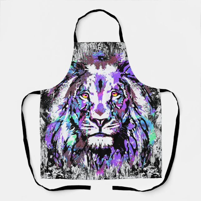 Blue Lion Head - Realistische Lion Face Schürze (Vorderseite)