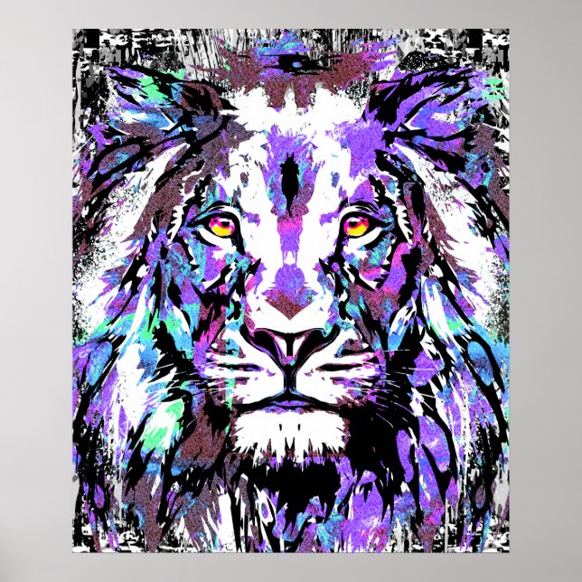 Blue Lion Head - Realistisches Lion Face Poster Pr (Vorne)