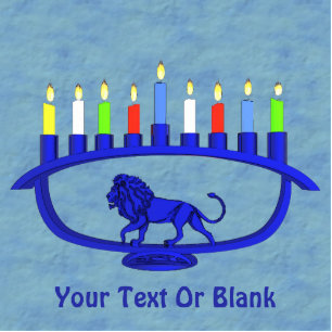 Blue Lion Menorah Fotoskulptur Magnet
