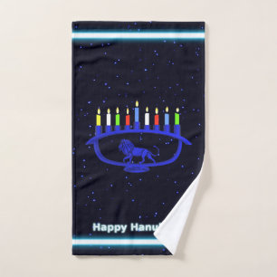 Blue Lion Menorah Handtuch