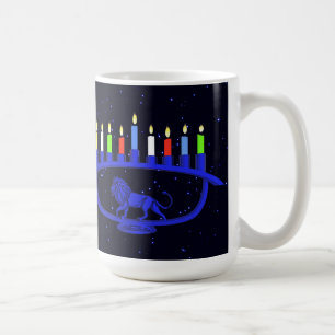 Blue Lion Menorah Kaffeetasse
