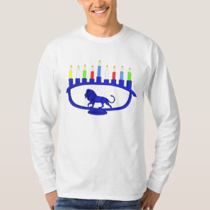 Blue Lion Menorah T-Shirt