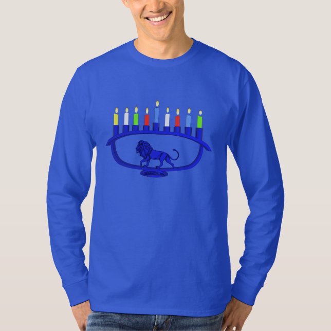 Blue Lion Menorah T-Shirt (Vorderseite)