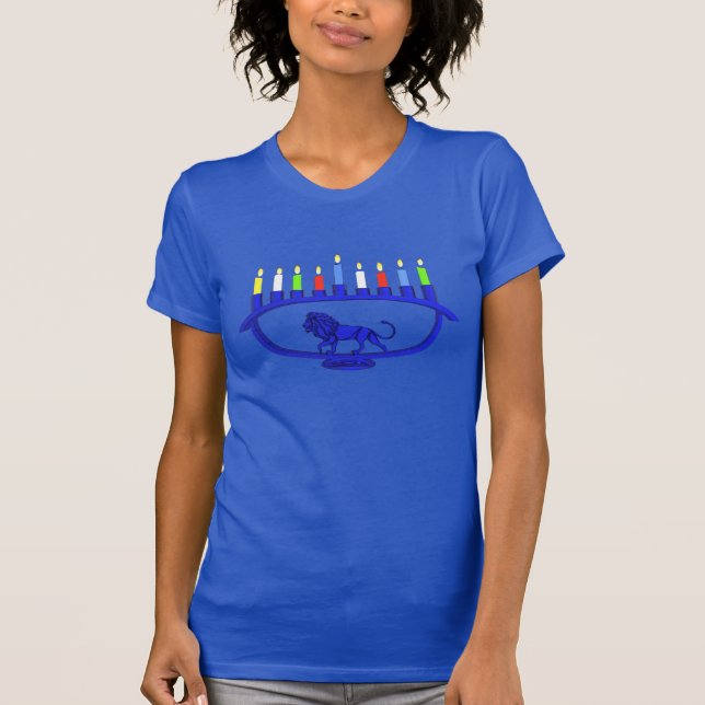 Blue Lion Menorah T-Shirt (Vorderseite)