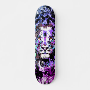 Blue Lion Skateboard - Lion Face Portrait Zeichnen