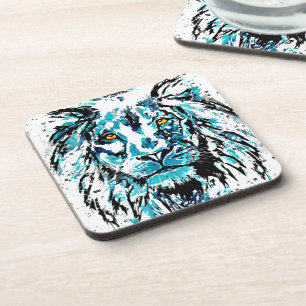 Blue Lion Untersetzer Zeichnend Löwenkopf