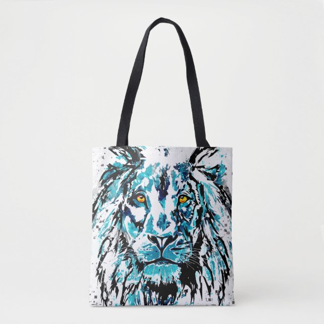 Blue Lion Zeichnend | Lion Tote Bag (Vorderseite)