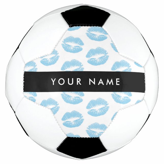 Blue Lips, Kiss, Lipstick, Ihr Name, Personalisier Fußball (Vorderseite)