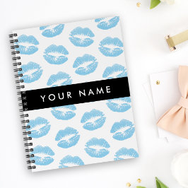 Blue Lips, Kiss, Lipstick, Ihr Name, Personalisier Notizbuch
