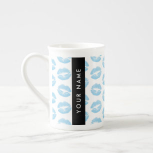 Blue Lips, Kiss, Lipstick, Ihr Name, Personalisier Prozellantasse