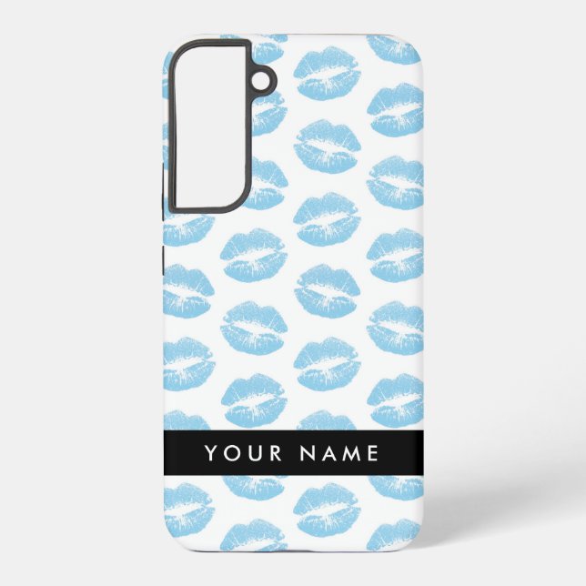 Blue Lips, Kiss, Lipstick, Ihr Name, Personalisier Samsung Galaxy Hülle (Rückseite)