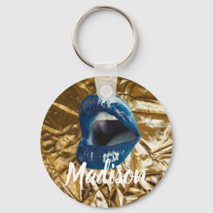 Blue Lips machen Beauty Custom Personalisiert K Schlüsselanhänger